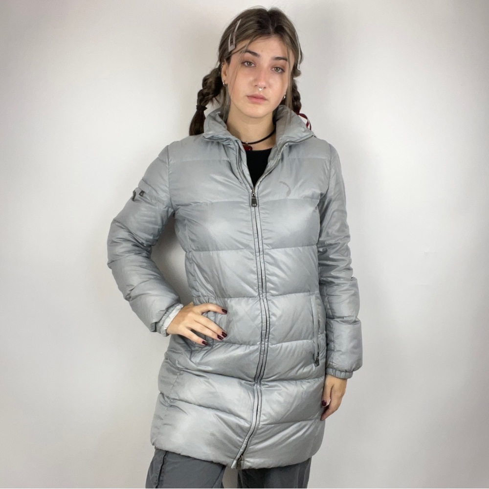 AUTHENTIC GREY PRADA QUILTED EIDERDOWN LIGHTWEIGHT PUFFER JACKET
